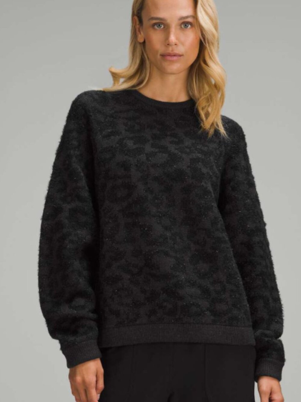 Lululemon Wool-Blend Jacquard Sweater Leopard Black Small